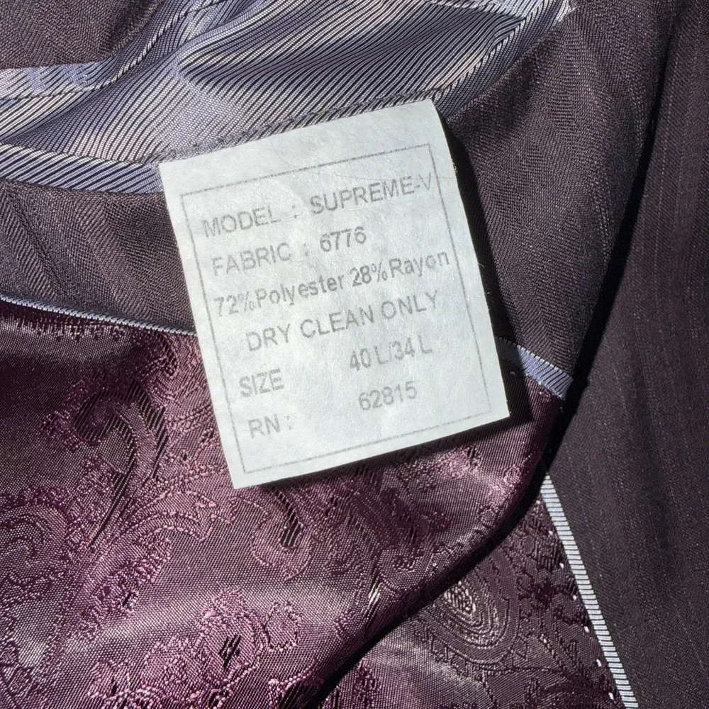 Steve Harvey Collection Suit Jacket Mens 40L Purple Pinstripe‎ 3 Button Long